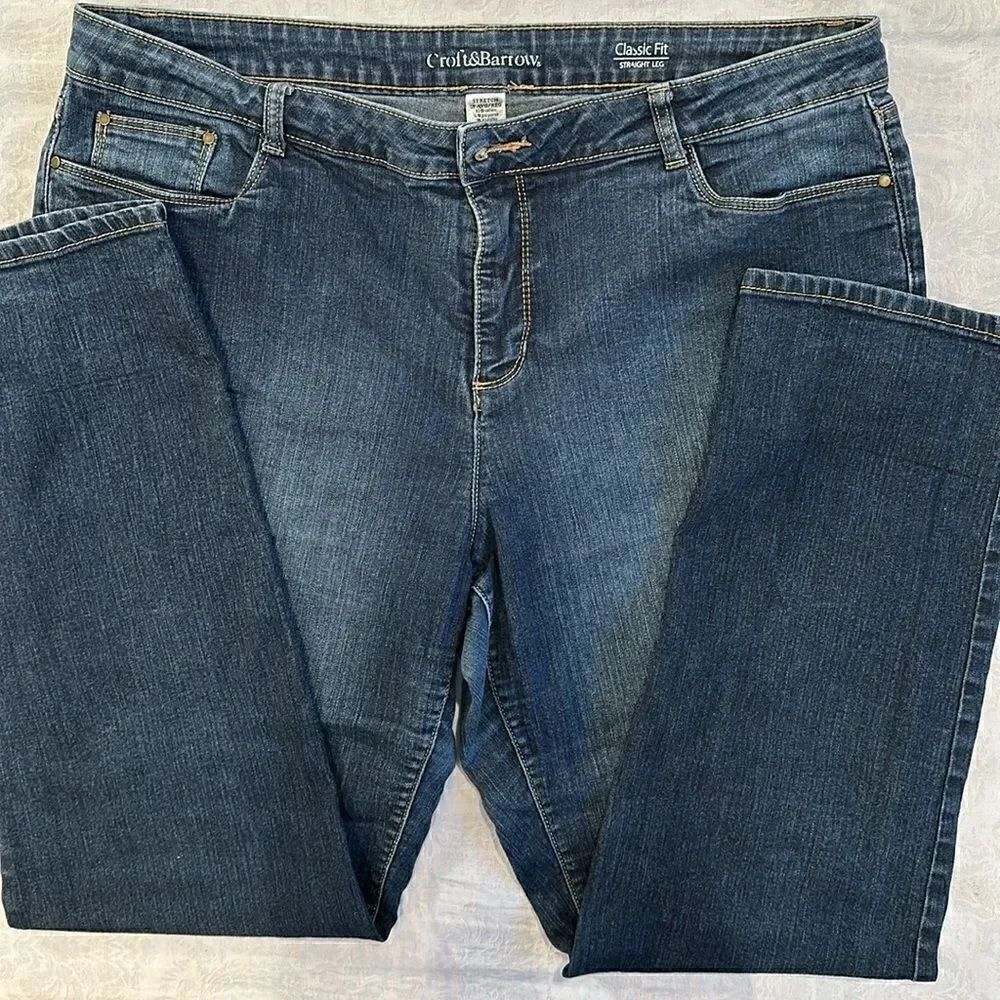Croft & Barrow Blue Jeans Straight Leg High Rise Ankle Womens Size 18 Pants
